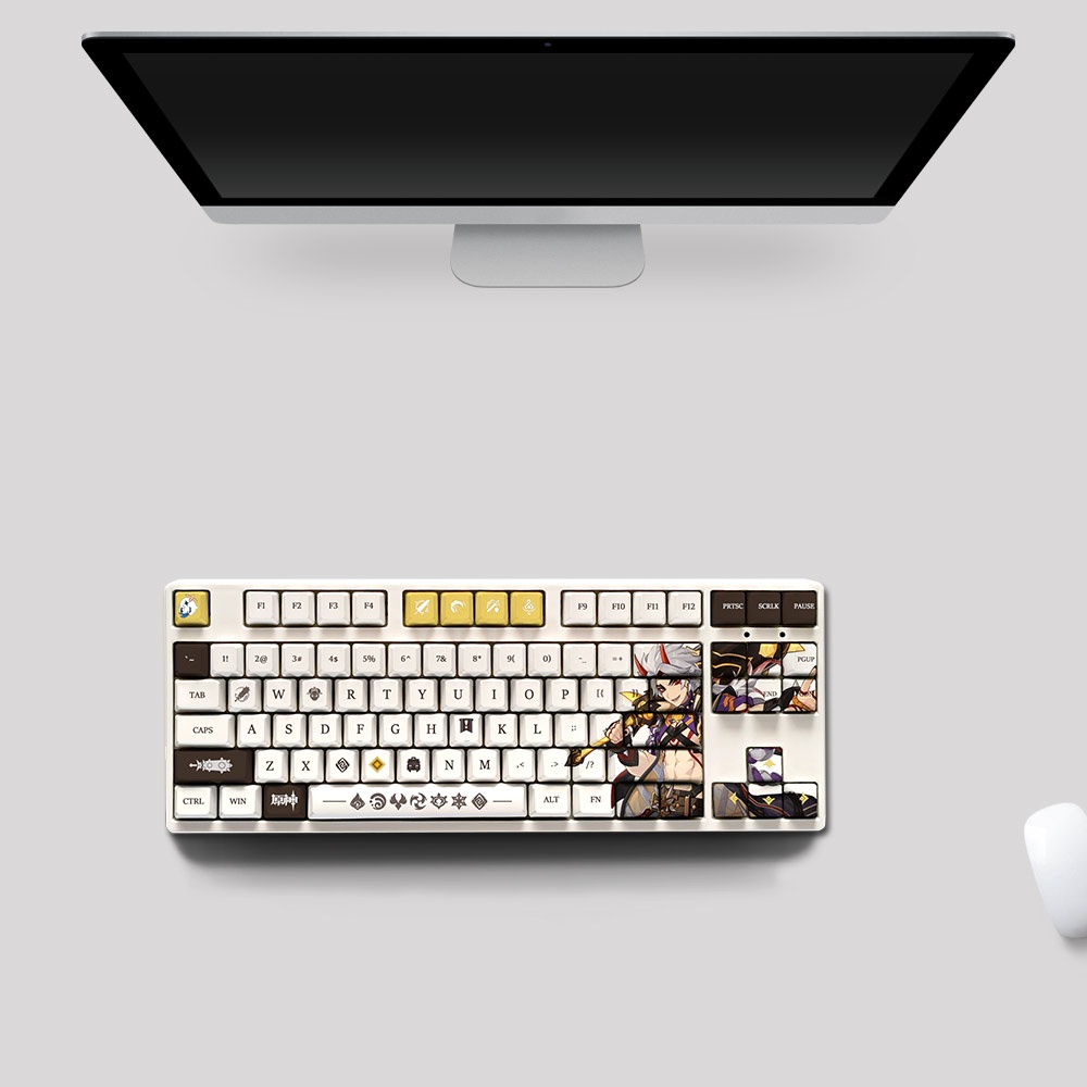 Arataki Itto Keycap Genshin Impact Theme Keycap PBT Dye Thăng hoa Bàn phím cơ Keycap Hồ sơ OEM Anime Keycap cá nhân hóa 108 Phím