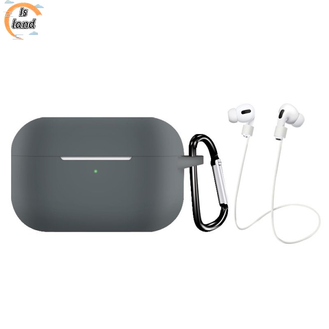 Vỏ Bảo Vệ Hộp Sạc Tai Nghe AirPods Pro Bằng Silicon Mềm + Vòng Đỡ + Dây Chống Rơi Chống Mất