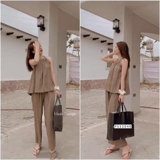 Bộ Đũi Yếm Quần Dài Chất Siêu Mát Cho Nữ