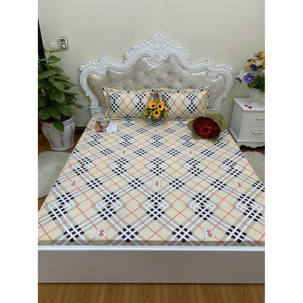 Set Bộ Ga Vỏ Gối Cotton Hàn - Chất cotton lạnh 100% Không lo bai xù [ 1 Ga + 2 vỏ gối nằm có trần bông]