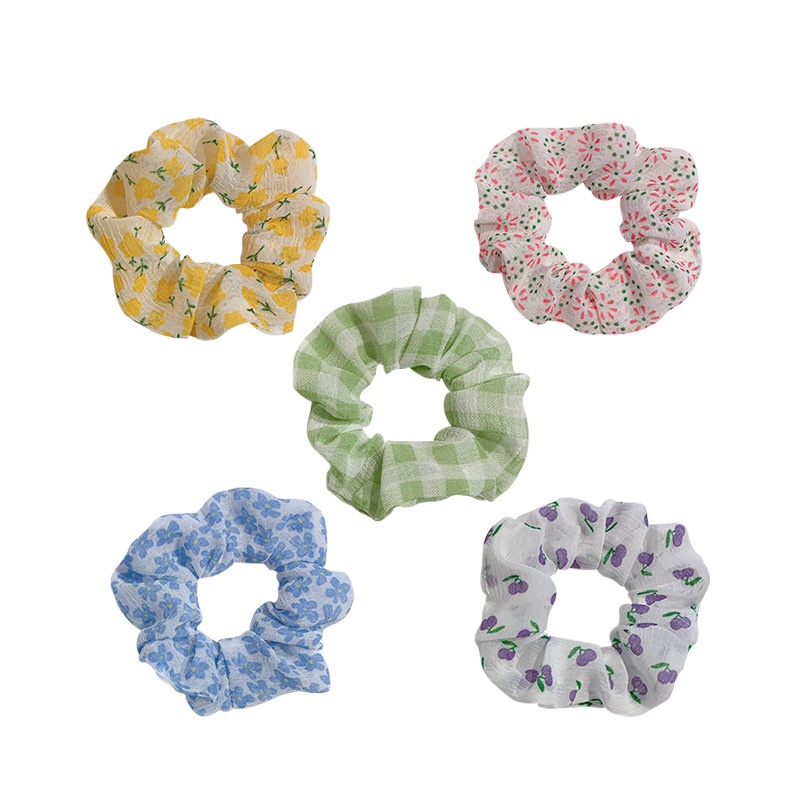 Dây Cột Tóc Bản Lớn In Họa Tiết Hoa Phong Cách Pháp Cổ Điển Thời Trang Cho Nữ