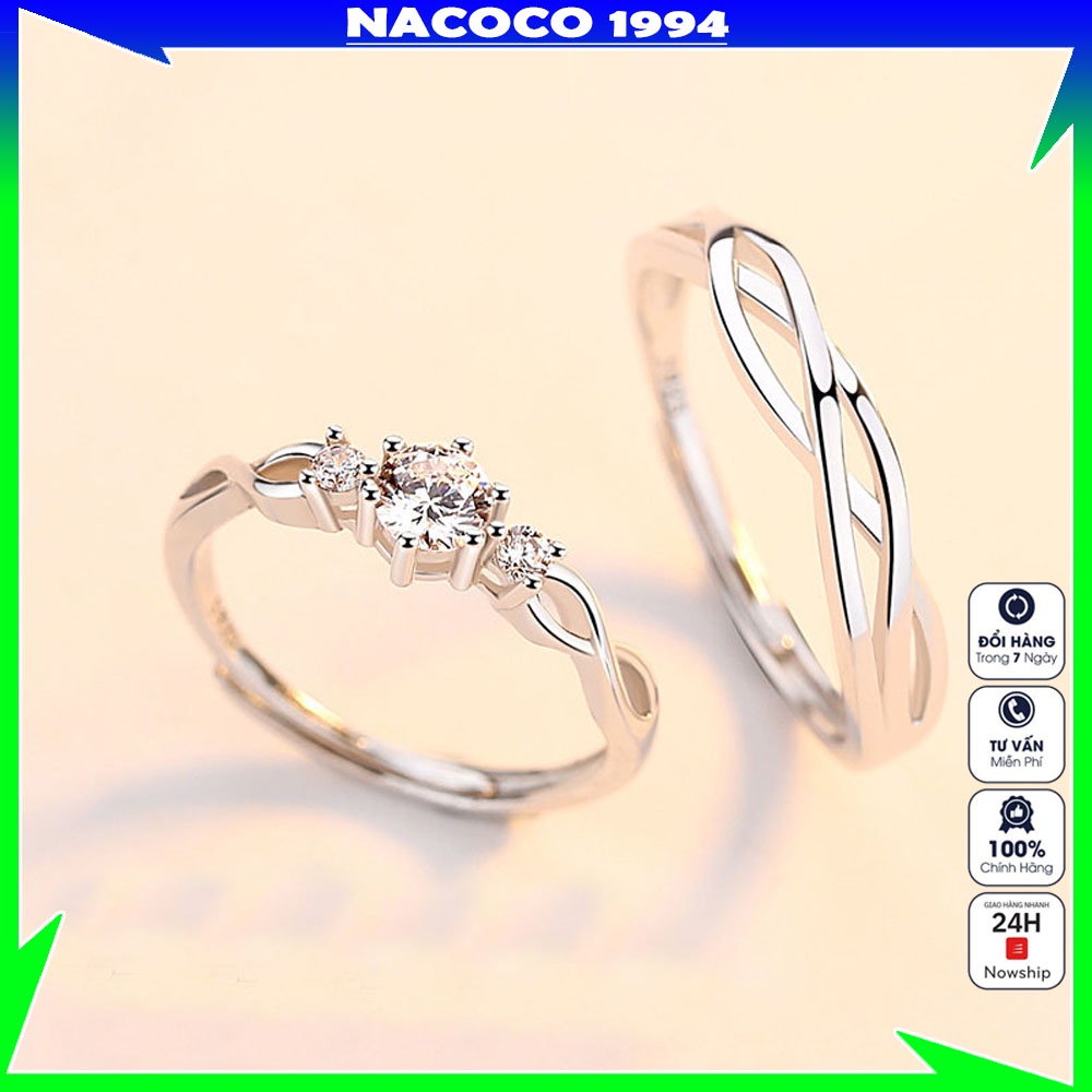 Nhẫn cặp đôi nam nữ NACOCO NB14 thiết kế hở dễ dàng điều chỉnh kích cỡ mẫu mới sang trọng cao cấp