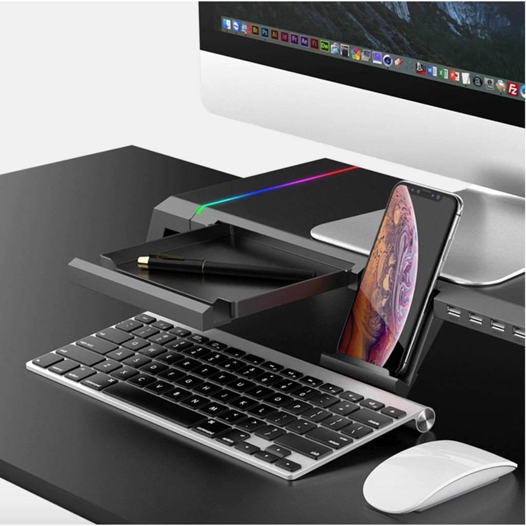 Kệ Màn Hình Máy Tính , Đế Đỡ Màn Hình máy tính Studio RGB Core Obsidian Black | BigBuy360 - bigbuy360.vn