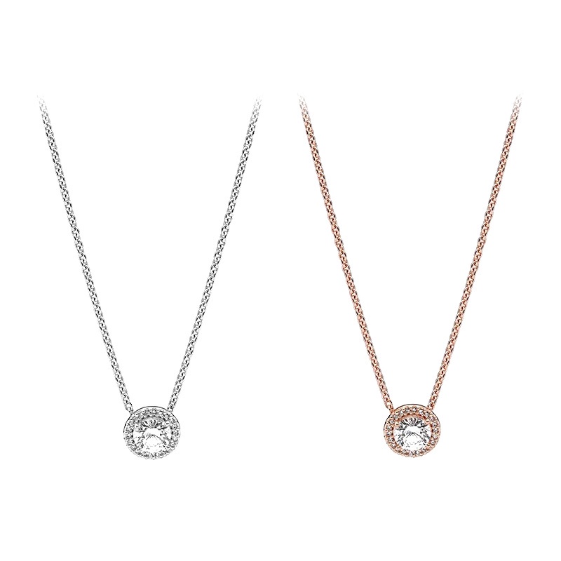 PANDORA Vòng cổ Bạc 925 Mặt Đính Đá Cz Thời Trang Cho Nữ