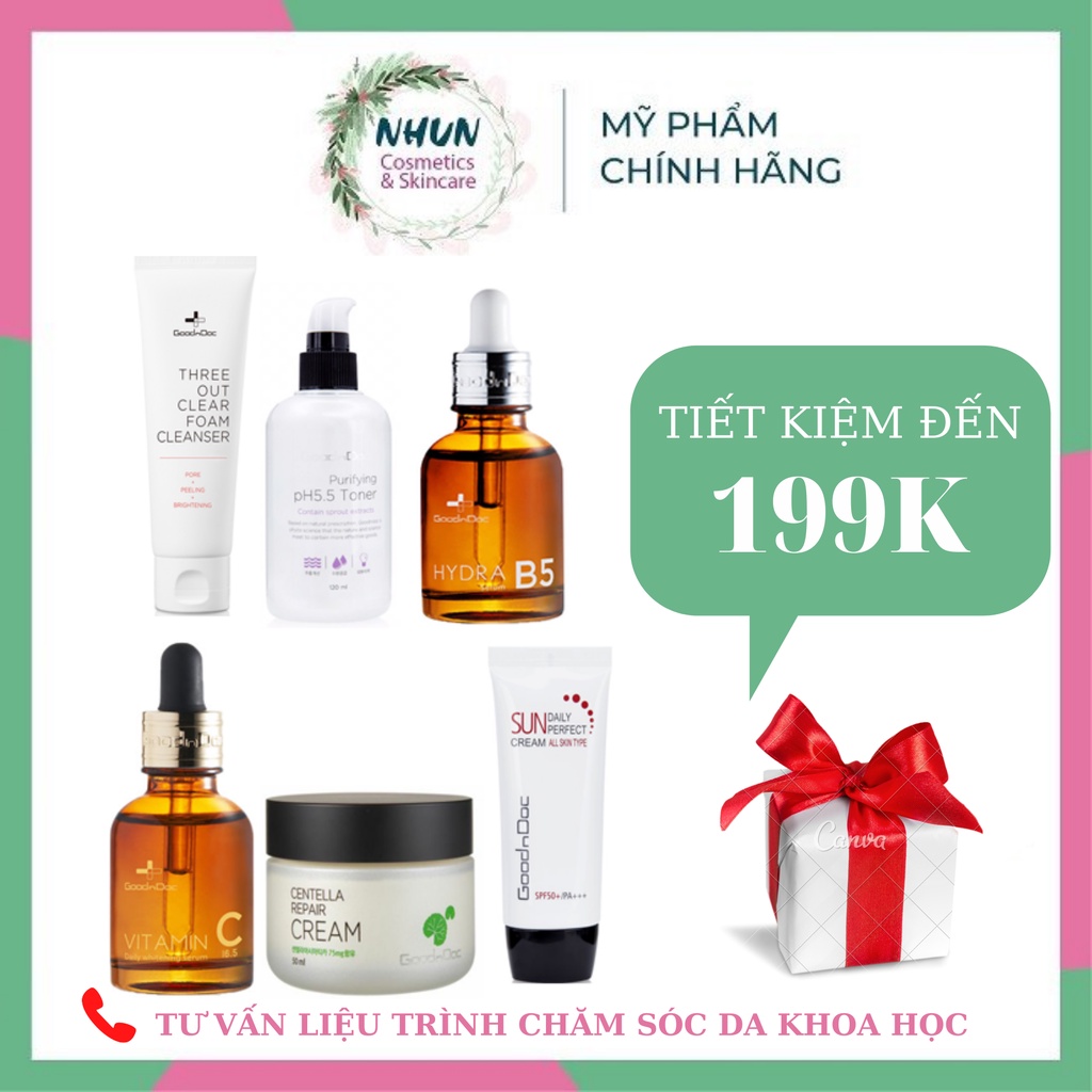 Bộ Dưỡng Da Goodndoc Phục Hồi tái tạo làm sáng da 6 món cho mọi loại da