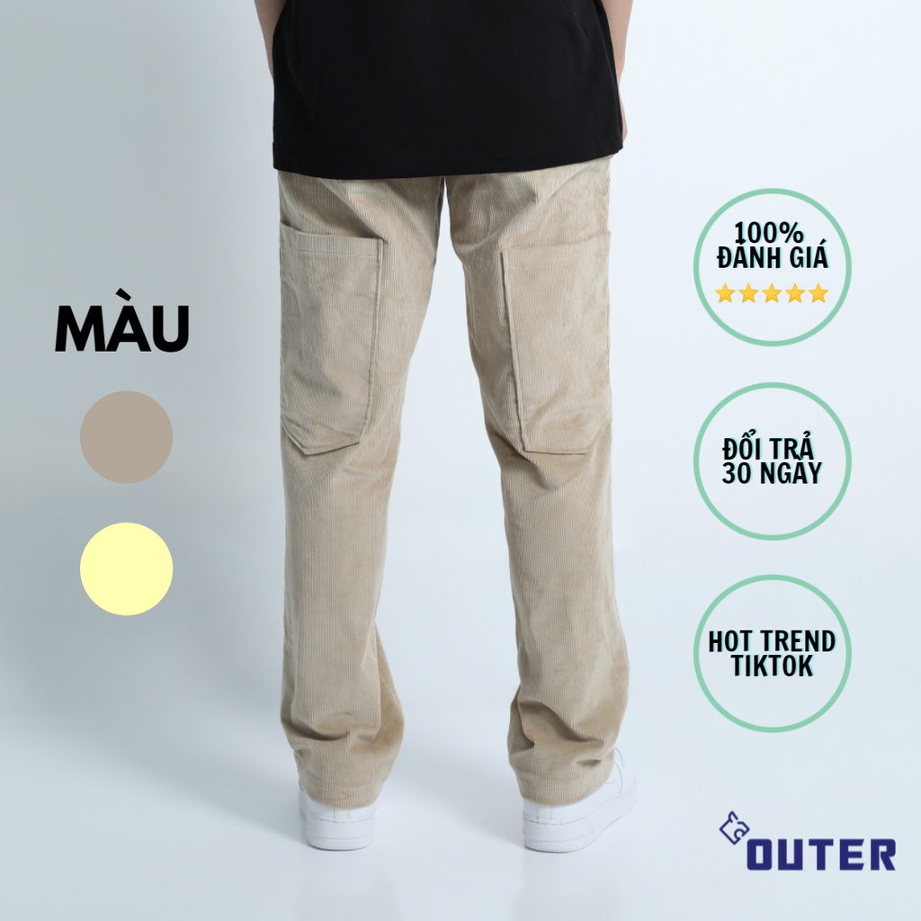 Quần Cargo Pants Nhung Tăm, Quần Nam Ống Suông Vải Cotton Dày