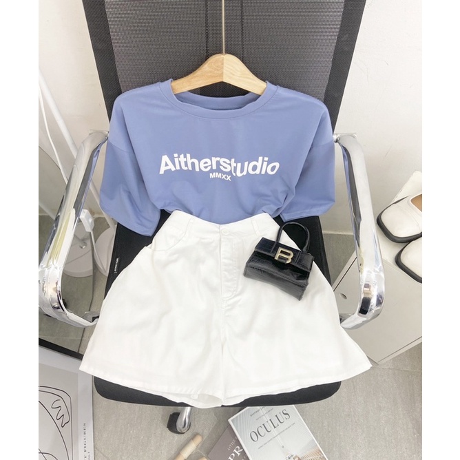SET ÁO TÍM CHỮ IN TRẮNG + QUẦN SHORT TRẮNG