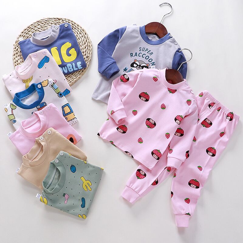 Baby Boy Underwear Pyjamas Kids Girl Clothing Bộ Đồ Ngủ Cotton Dài Tay Họa Tiết Hoạt Hình Cho Bé Trai 1-8 Tuổi