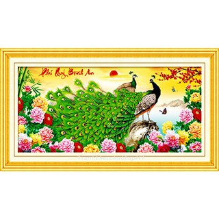 Tranh đính đá, Tranh thêu chữ thập Phú quý bình an LV137, LV3137 - tự thêu, tự đính