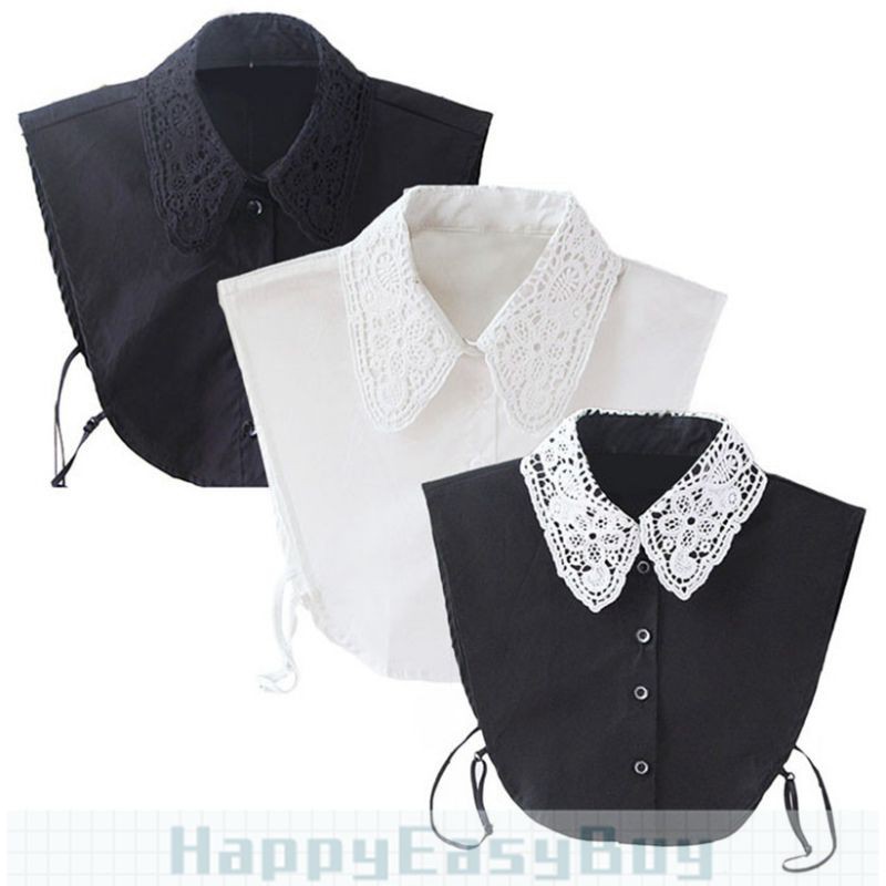 Cổ áo sơ mi giả viền ren cho nữ