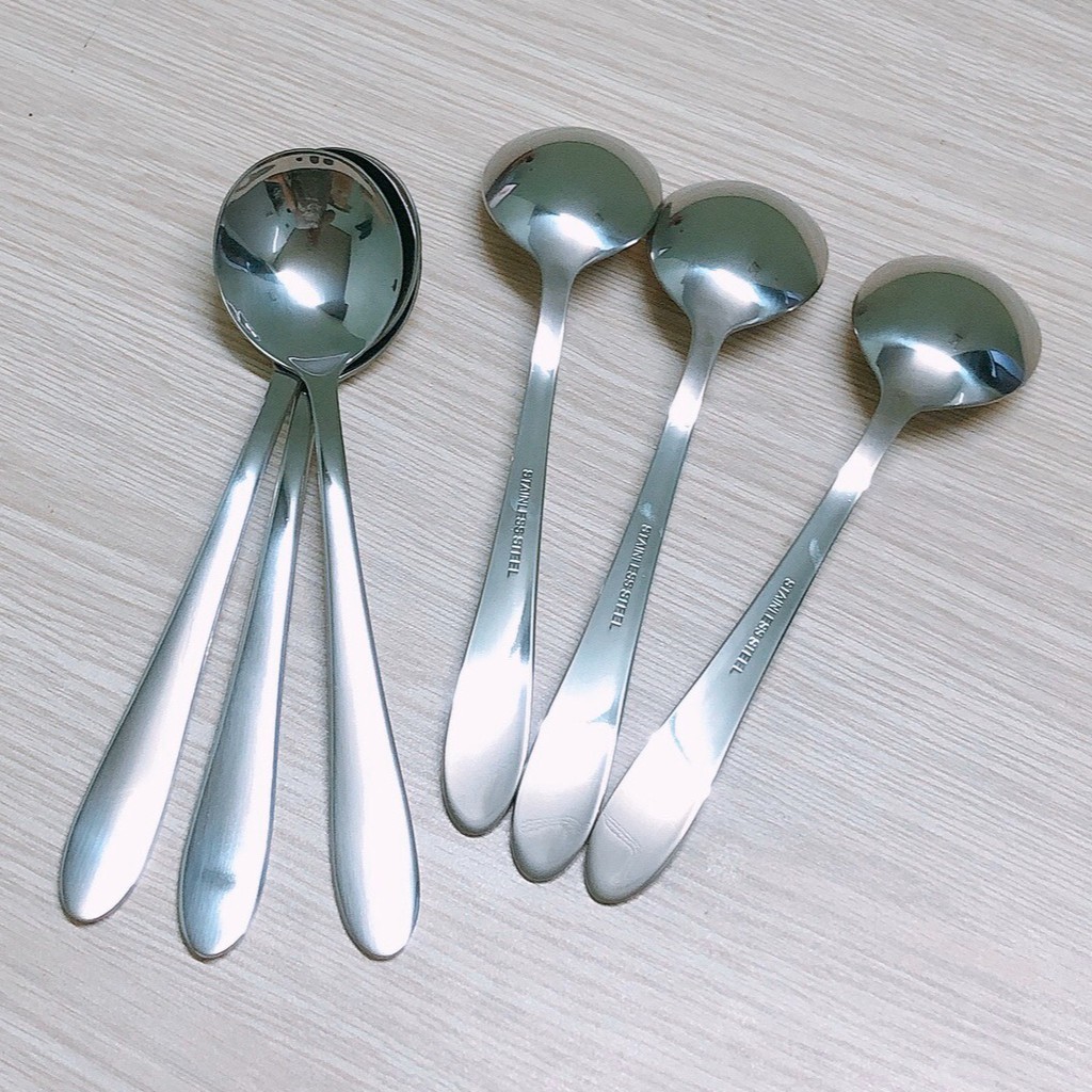 Muỗng Soup Inox cao cấp 18-10 Hiệu TH dài 19cm - Thép không gỉ sáng bóng