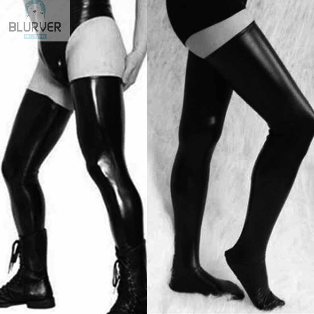 BLURVER~Socks Clubwear Footed Stockings Latex Leather One Size PU Party Thigh High#blueriver