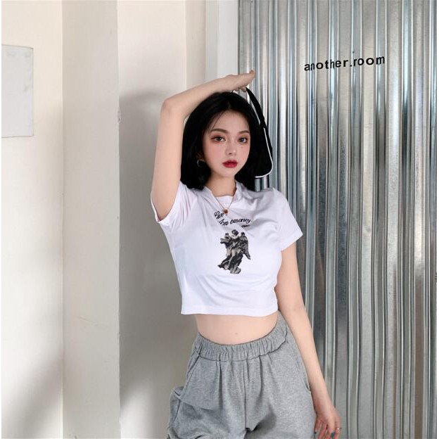 Crop Tops summer women chic printing korean fashion | BigBuy360 - bigbuy360.vn
