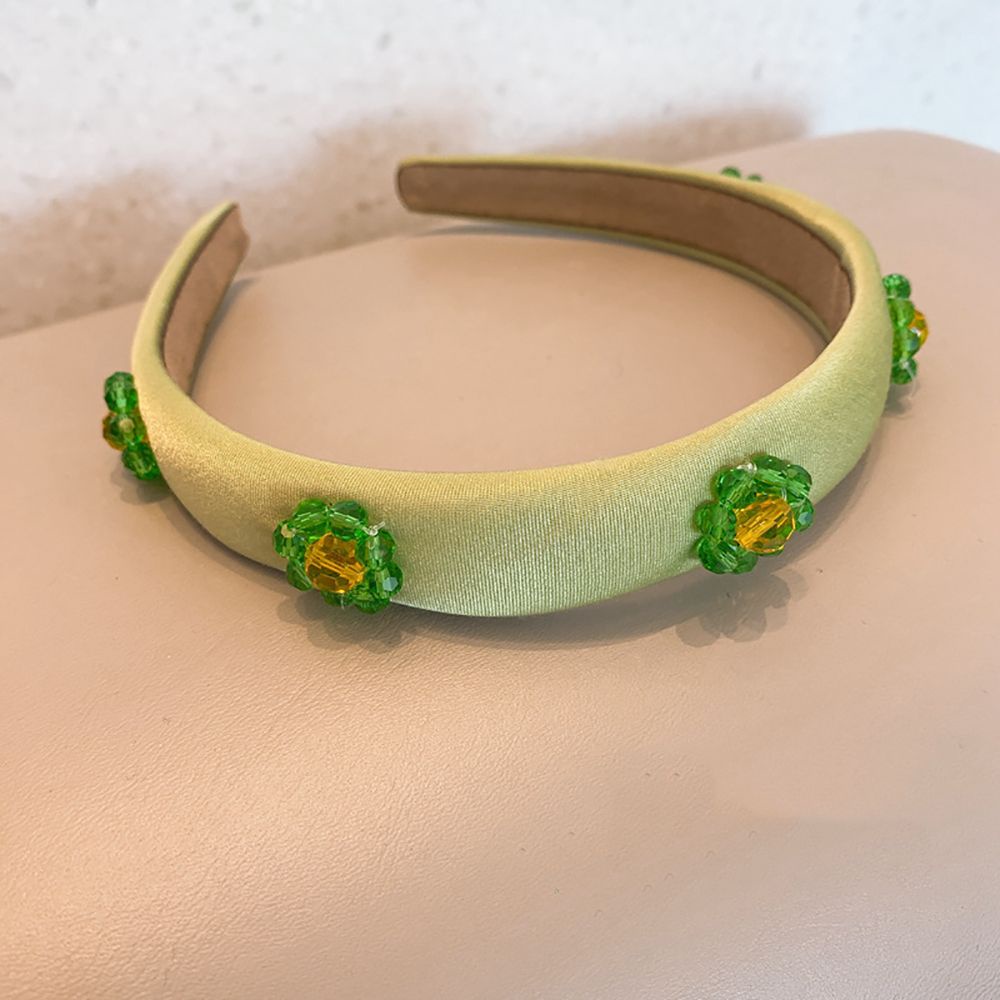 Băng Đô Cài Tóc rửa mặt Bằng Vải Màu Trơn Đính Hoa Ngọt Ngào Thời Trang Cho Nữ