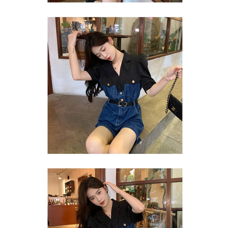 Jumpsuit denim dạng ngắn thời trang nữ mùa hè