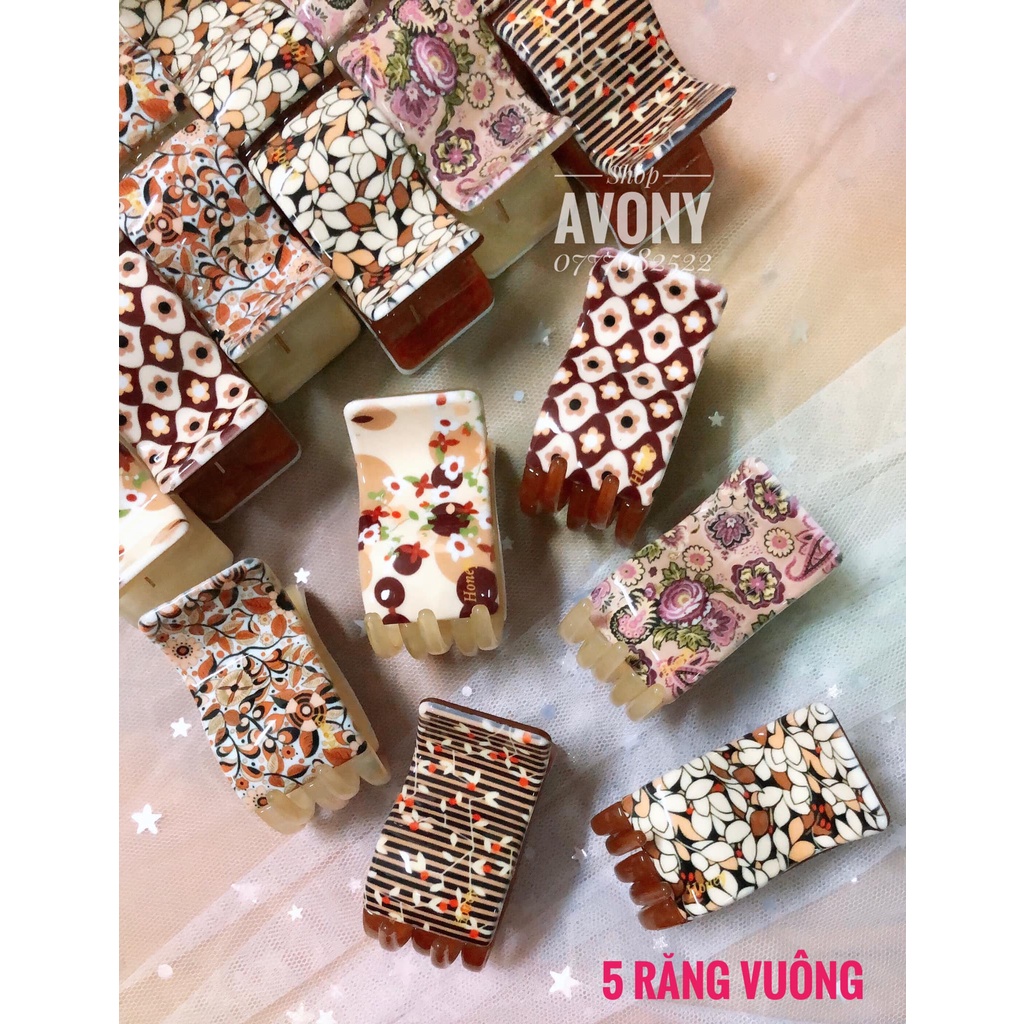 [Mã FAMARAL1 giảm 10K đơn 50K]Kẹp tóc - bấu tóc càng cua 5 răng Honey gam màu nâu (be) kem xu hướng 2021