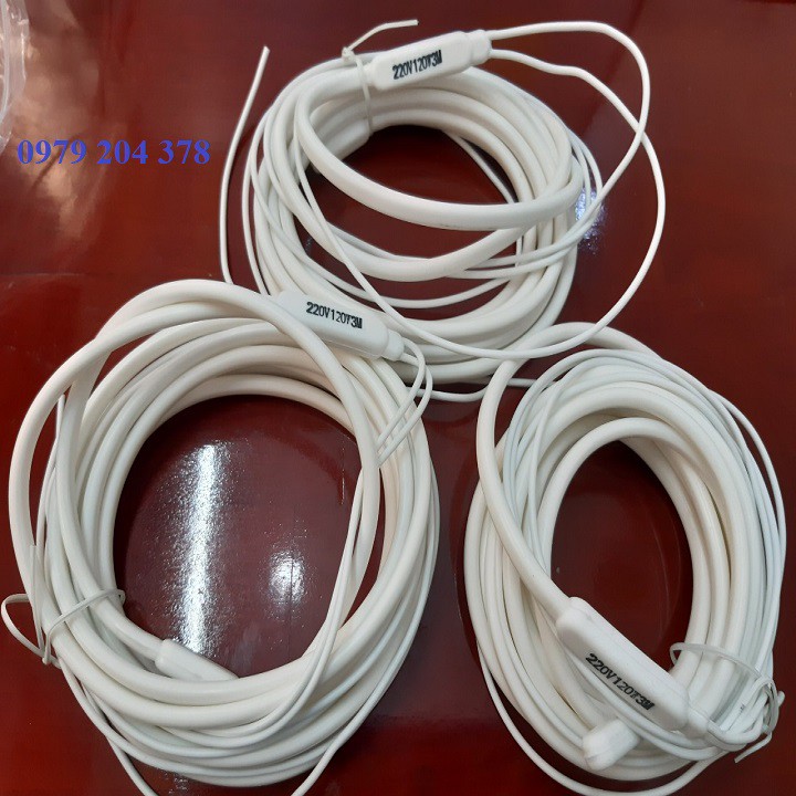 Dây TRẮNG 3 mét- 220V-120W DÂY ĐIỆN TRỞ SILICONE