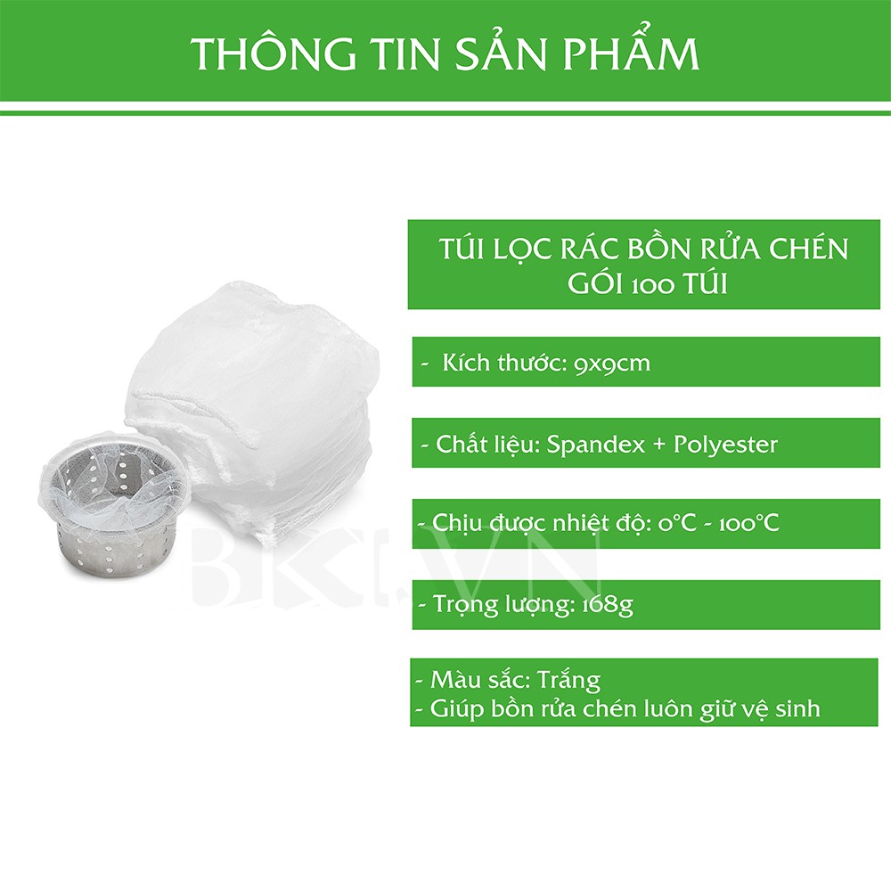 SÉT 100 Túi Lọc Rác Bồn Rửa Tiện Dụng Tự Phân Hủy Tránh Tắc Cống Và Dễ Dàng Vệ Sinh