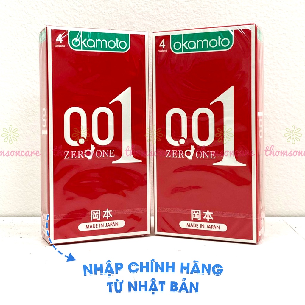 Bao Cao su Okamoto 0.01 PU siêu mỏng vượt trội - Hộp 2, 4 chiếc - Giao hàng che tên