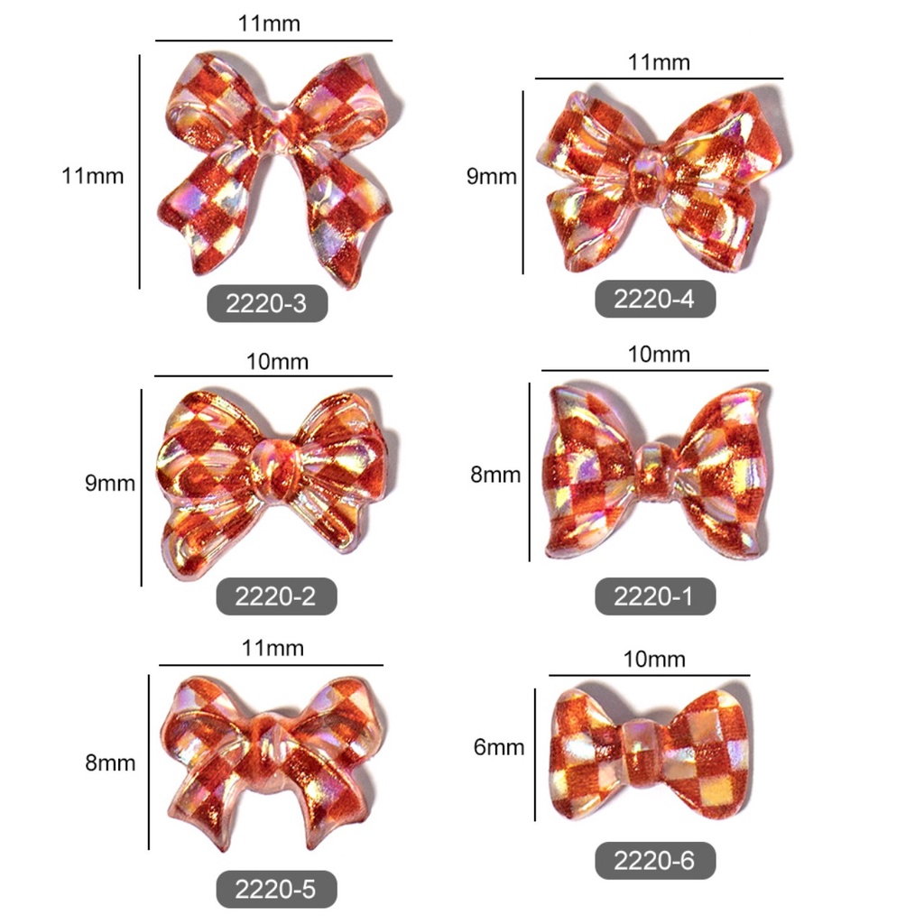 Set charm nơ nhựa trang trí móng tay 3D - Set 12 nơ