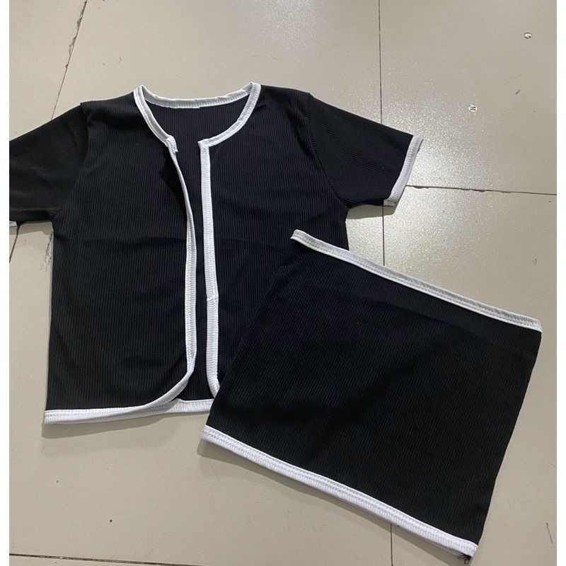 SÉT 2in1Áo croptop kiểu ngoài + áo ống trong thun borip chuẩn đẹp☘️☘️