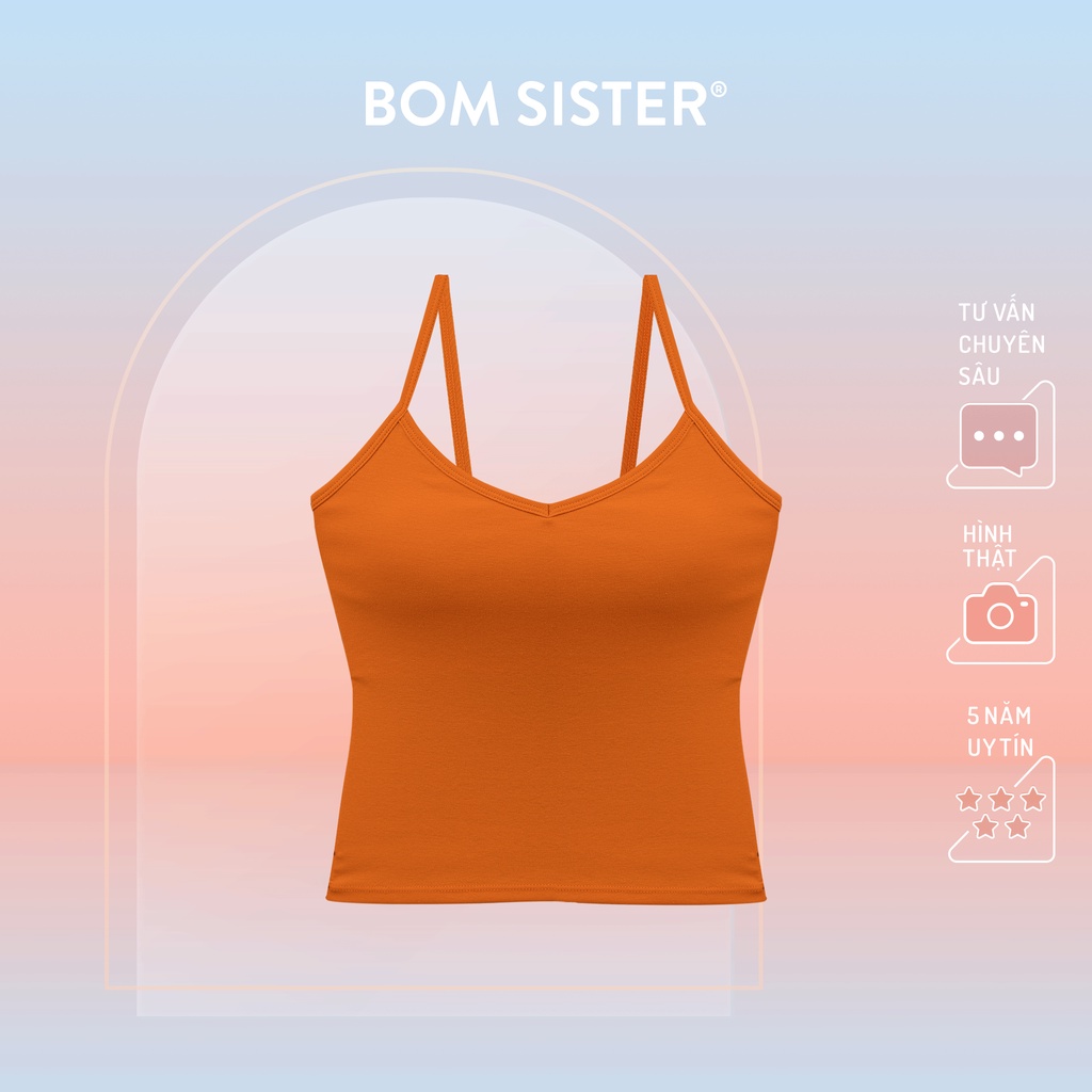 Áo lá cotton pha màu trơn khoét lưng mút có thể tháo rời BOM SISTER BR629