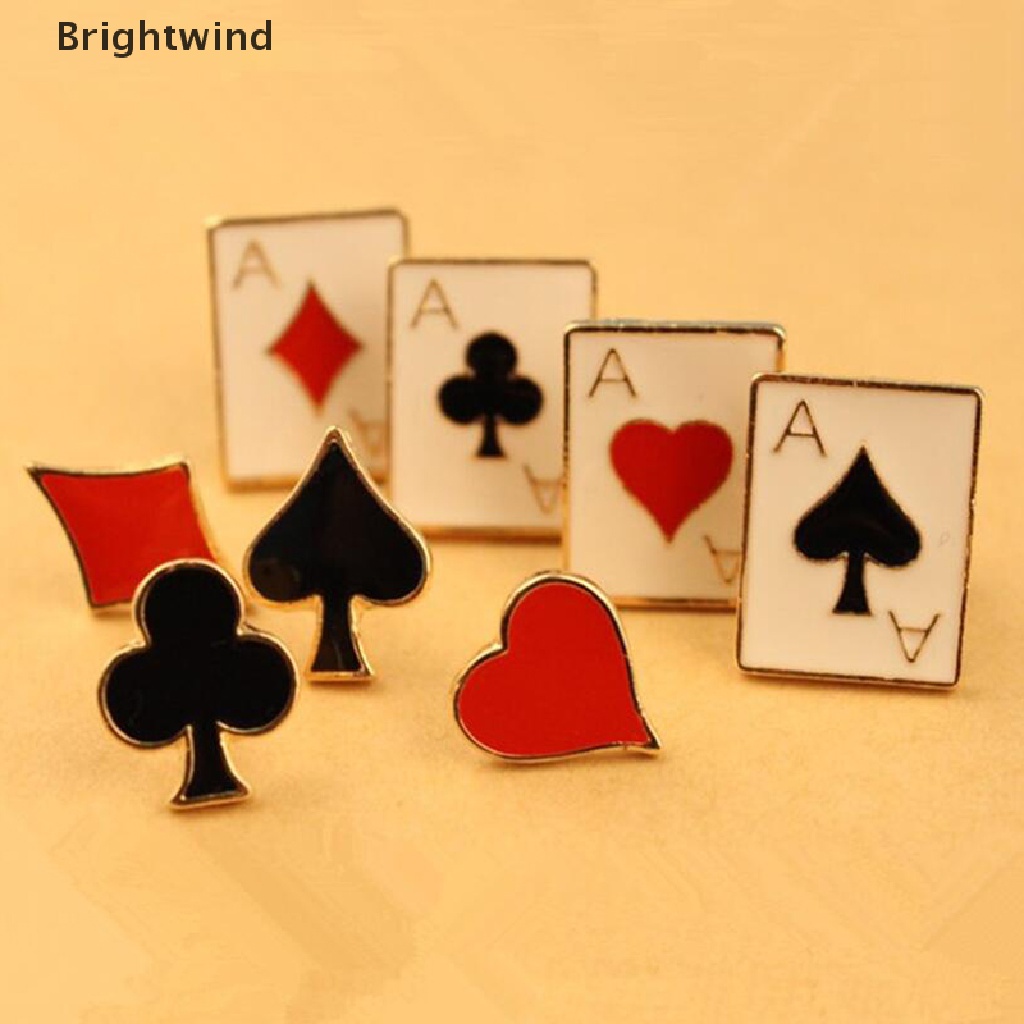 [Brightwind] 4/8Pcs Enamel Poker Brooch Small Poker Cufflinks Pins Collar Badges Jewelry Hot Sell