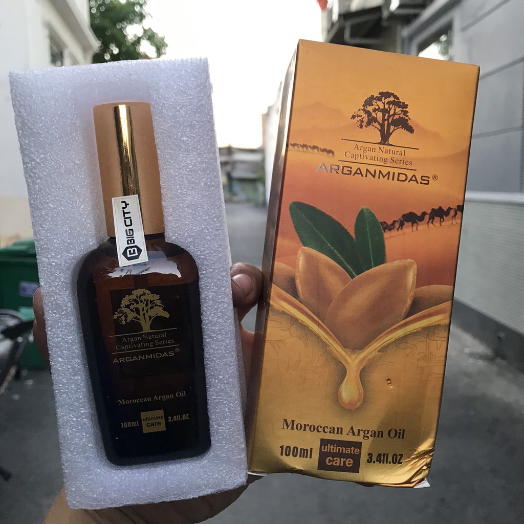 Tinh dầu phục hồi tóc hư tổn khô xơ Arganmidas Moroccan Argan Oil 100ml (Chính Hãng)