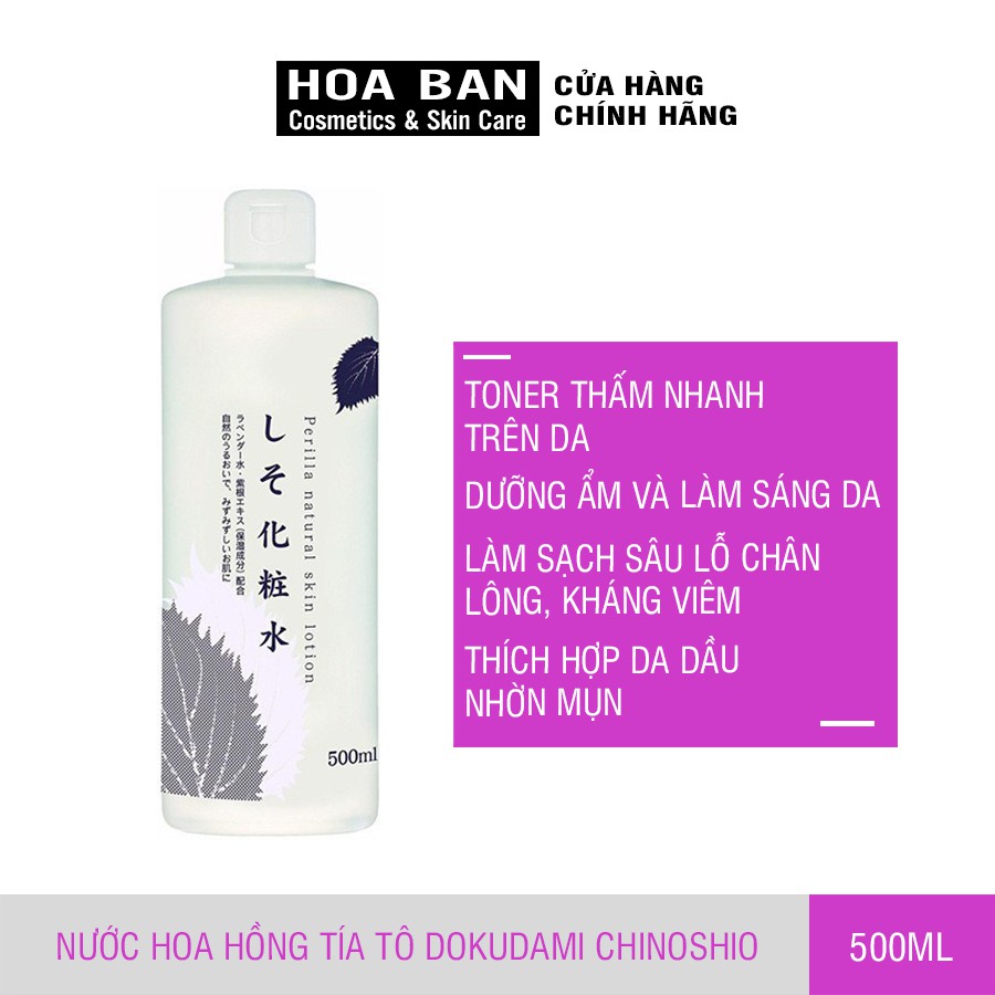 NƯỚC HOA HỒNG LÀM TRẮNG DA, GIẢM MỤN TÍA TÔ DOKUDAMI CHINOSHIO 500ML NHẬT