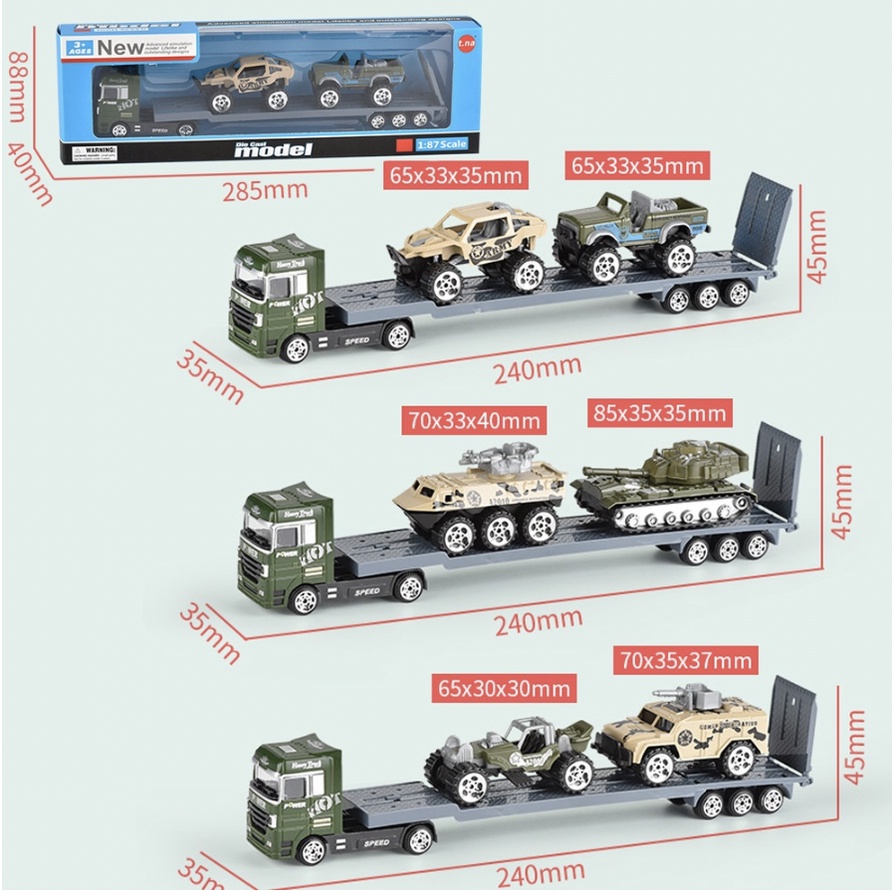 [Mới về] Mô hình xe đầu kéo hợp kim, Bộ xe đầu kéo container, Trực thăng, Xe cứu hỏa, Xe cảnh sát, Xe công trình