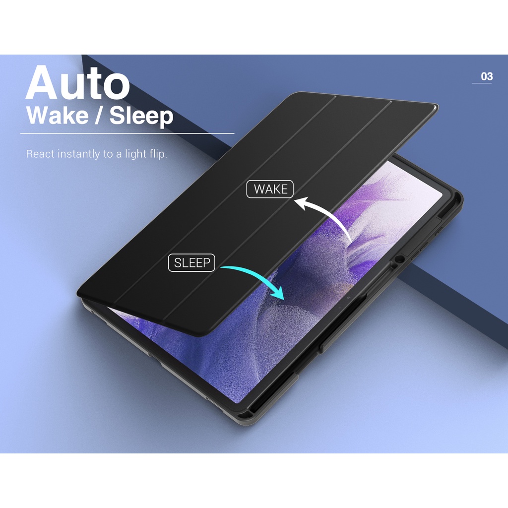Bao Da Máy Tính Bảng TPU Chống Sốc Thông Minh Cho Samsung Galaxy Tab S8 Plus 12.4 Inch 2022 / S7 FE 12.4-Inch 2021 &amp; Tab S7 Plus 2020 Giá Đỡ
