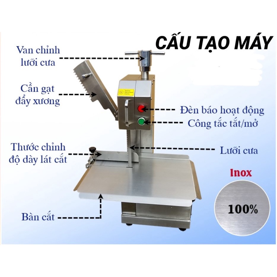 Máy Cưa Xương Giò Heo JY-130 Inox Máy Cắt Thịt Cá Đông Lạnh Công Suất 750W