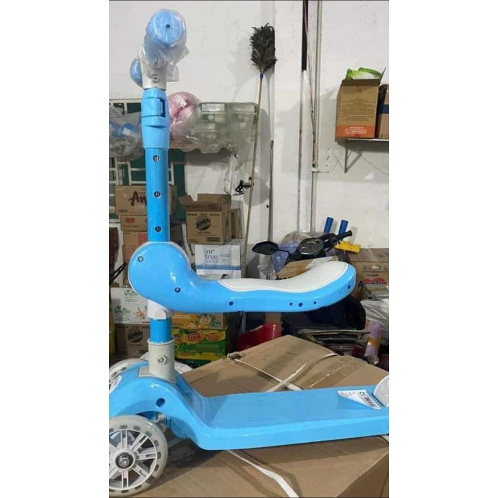 Xe Trượt Scooter Trẻ Em Có Ghế Gấp Gọn 3 Bánh Phát Sáng, Có Nhạc Và Đèn Báo, Dành Cho Bé Từ 2-12 Tuổi