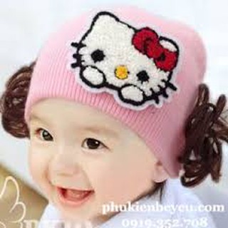 Mũ len tóc giả đáng yêu cho bé