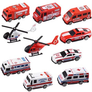 Bộ 5 xe ô tô máy bay cứu hỏa trang trí bánh kem, xe cứu thương trang trí bánh kem sinh nhật