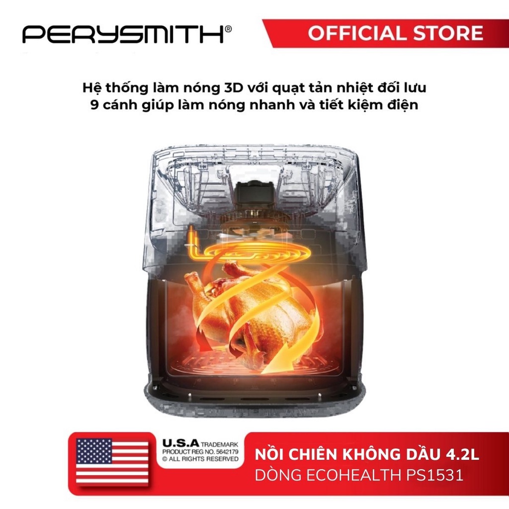 Nồi chiên không dầu điện tử 4,2 lít Perysmith PS1531