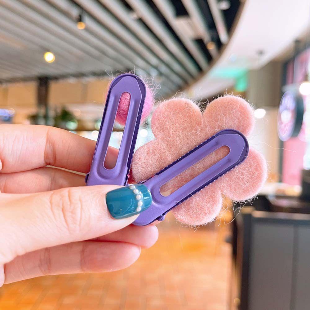 Bộ 2 Kẹp Tóc Hình Hoa Bằng Vải Nỉ Thời Trang Thu Đông Hàn Quốc Cho Bé