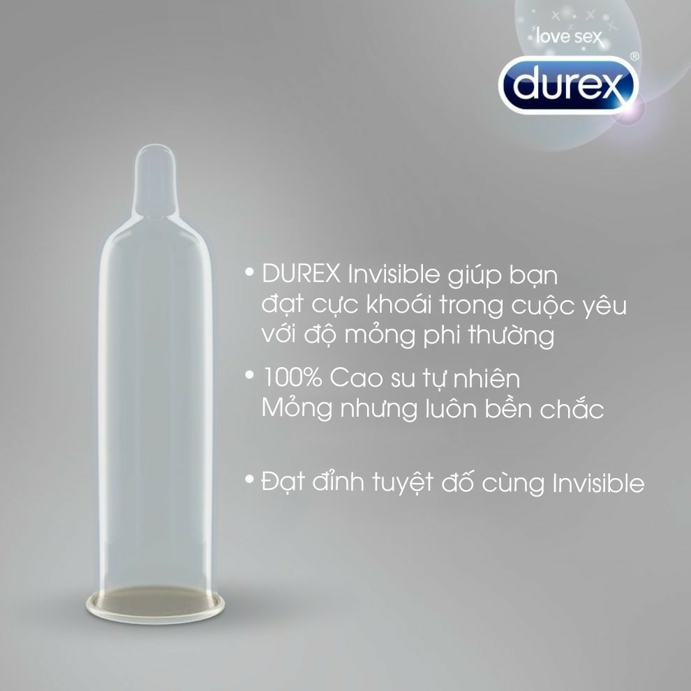 [Cực Mỏng] Bao cao su Durex Invisible Hộp 3 bao