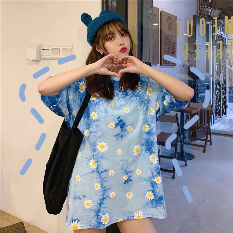 _Áo hè thụng tay lỡ Unisex .( Áo Loang Hoa Cúc  ). | BigBuy360 - bigbuy360.vn