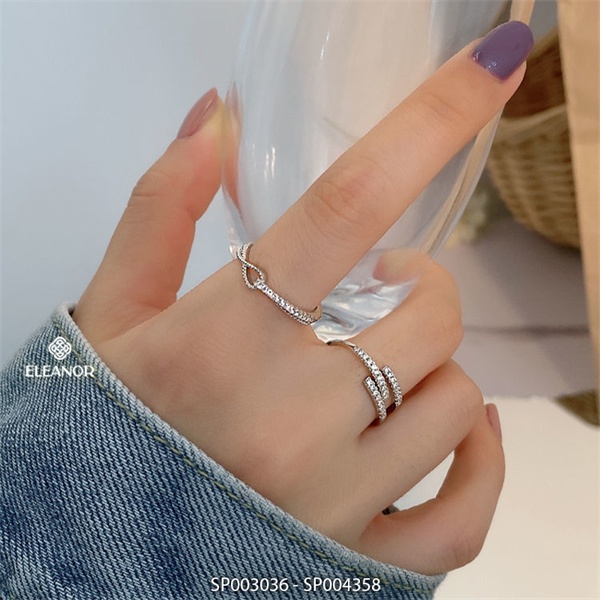 Nhẫn nữ hở bạc 925 Eleanor Accessories đính đá phụ kiện trang sức basic 3036