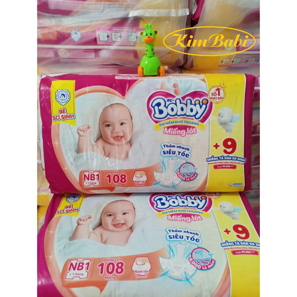 Miếng Lót Sơ Sinh Bobby NB1 NB2 - Tặng Tã Dán Quần