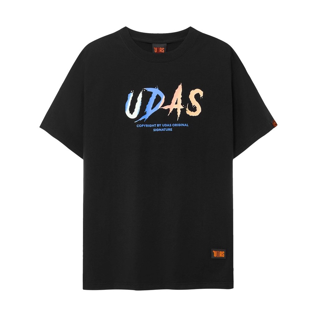 Áo thun tay lỡ UDAS phông Unisex nam nữ Cotton oversize form rộng GRADIENT - Đen
