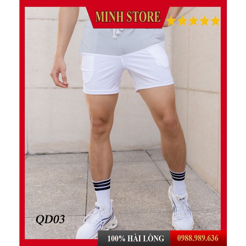 Quần short nam thể thao chất cotton dày dặn, Quần đùi nam phối màu mặc nhà đi chơi tập gym QD03 - Minhstore