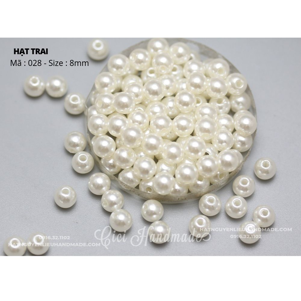 Hạt trai nhân tạo trắng ngà CÓ LỖ hoặc KHÔNG LỖ size nhỏ đại 3-30mm Cici Handmade chuyên hạt đá hạt cườm hạt trang sức