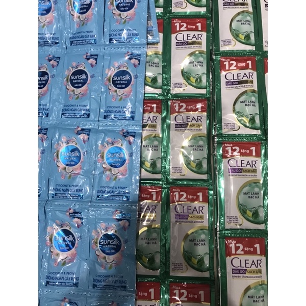 Dầu gội đầu Sunsilk & Clear dây 12 gói mát lạnh bạc hà gội sạch gàu