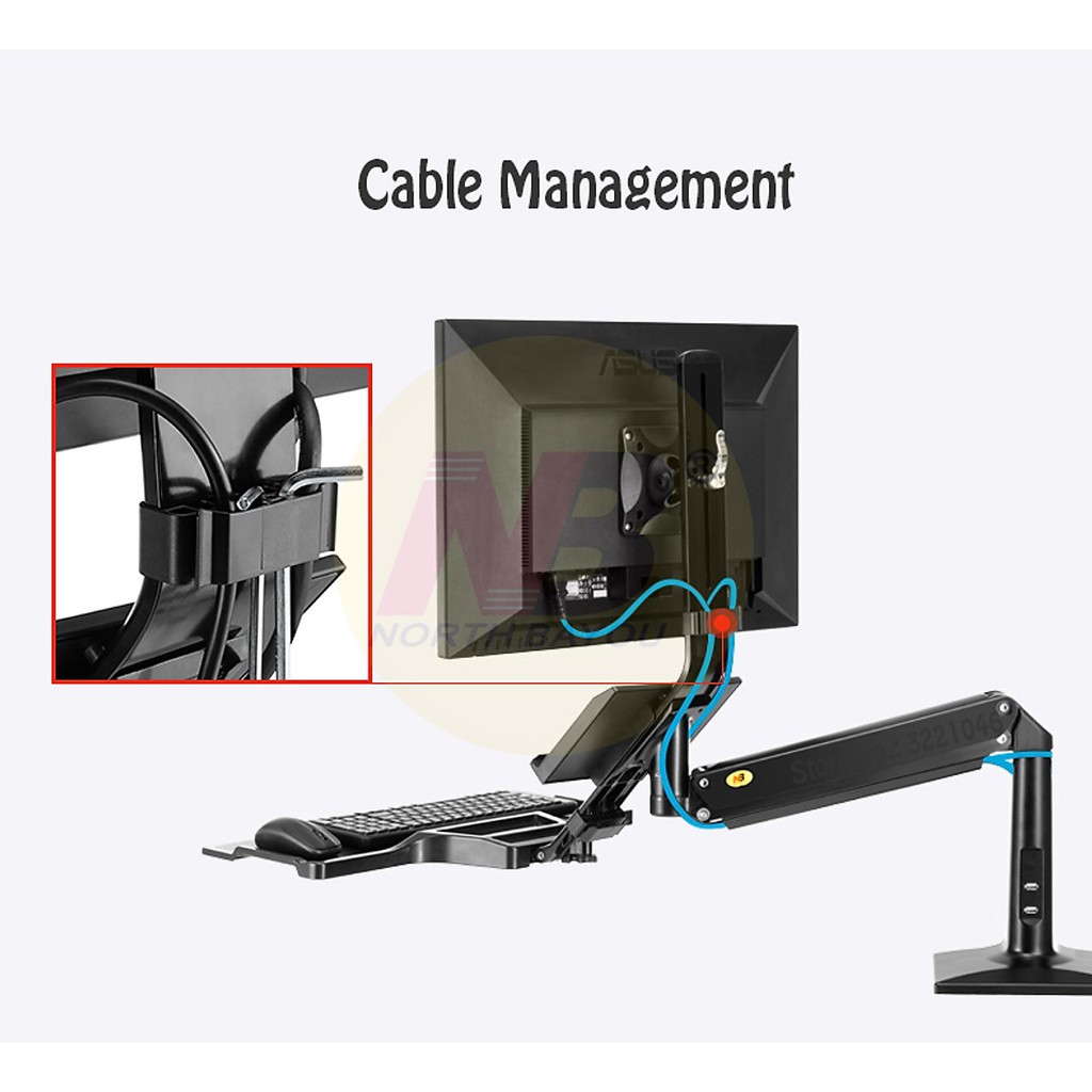 Giá treo màn hình máy tính kết hợp khay để bàn phím NB35 hàng nhập khẩu 22-35 inch