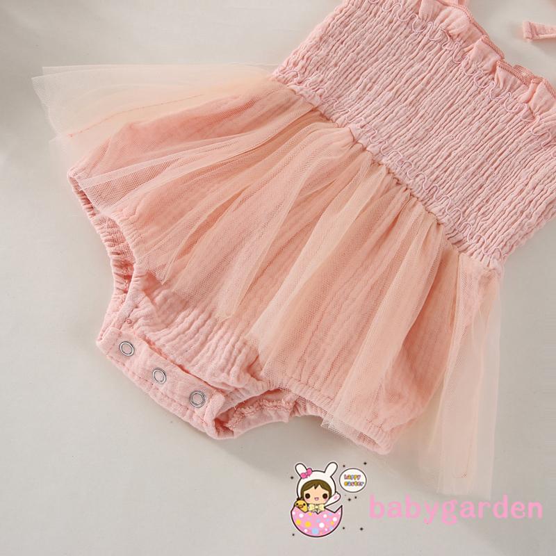 Bộ Áo Liền Quần Hở Vai Thêu Hoa Kèm Băng Đô Dành Cho Bé Gái 0-18 Tháng