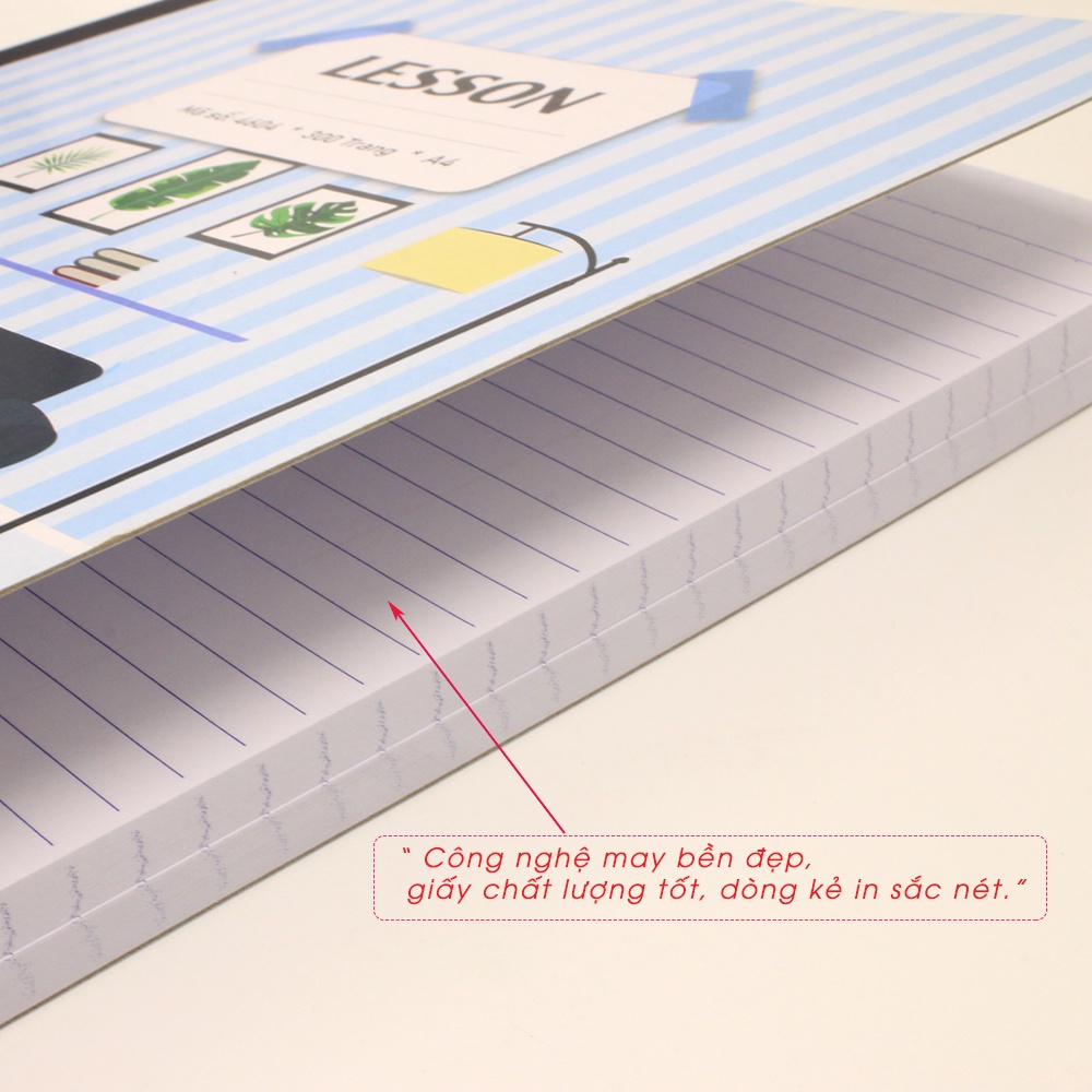 Sổ bìa bồi 300 trang A4 Lesson Hồng Hà 4604 / Sổ kẻ ngang có lề