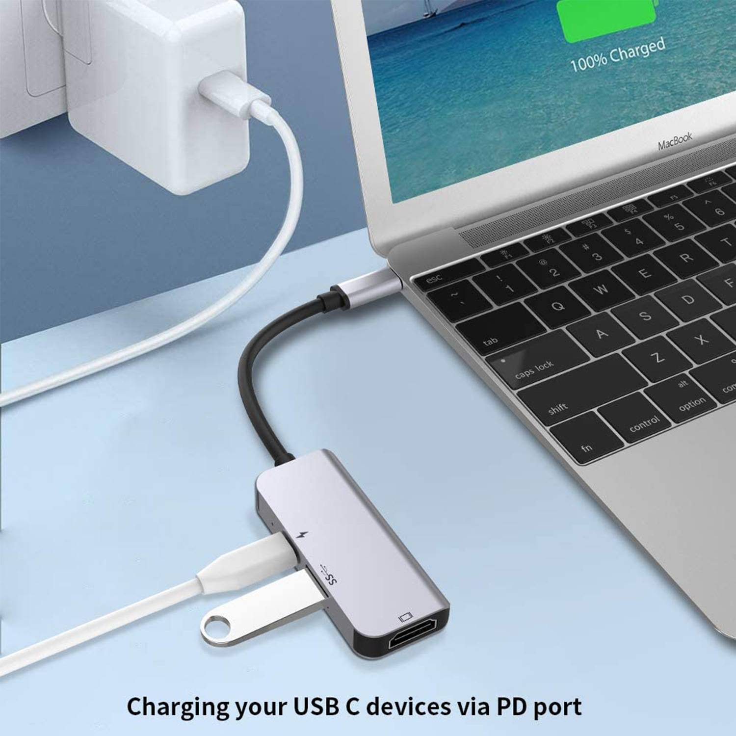 Bộ Chia Cổng Usb C Hub 3.1 Sang 4k Hdmi-Compatim Rj45 Usb Sd / Tf Cho Macbook Air Pro Pc