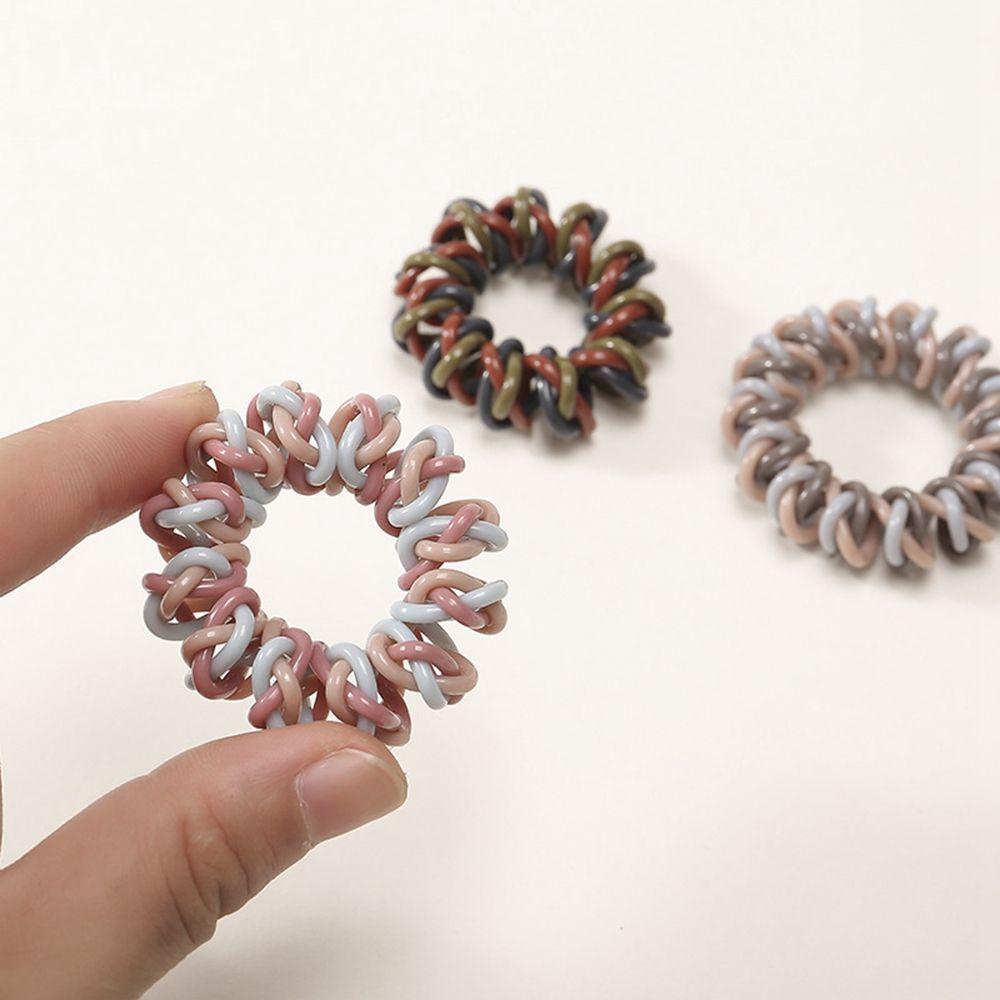 FORBETTER Fashion Telephone Wire Hair Ring Cute Braided Head Rope Korean Style Hair Rope Morandi Color Elastic Phone Spring Hair Band Sweet Ponytail Rubber Band Girls Female Hair Accessories/Multicolor